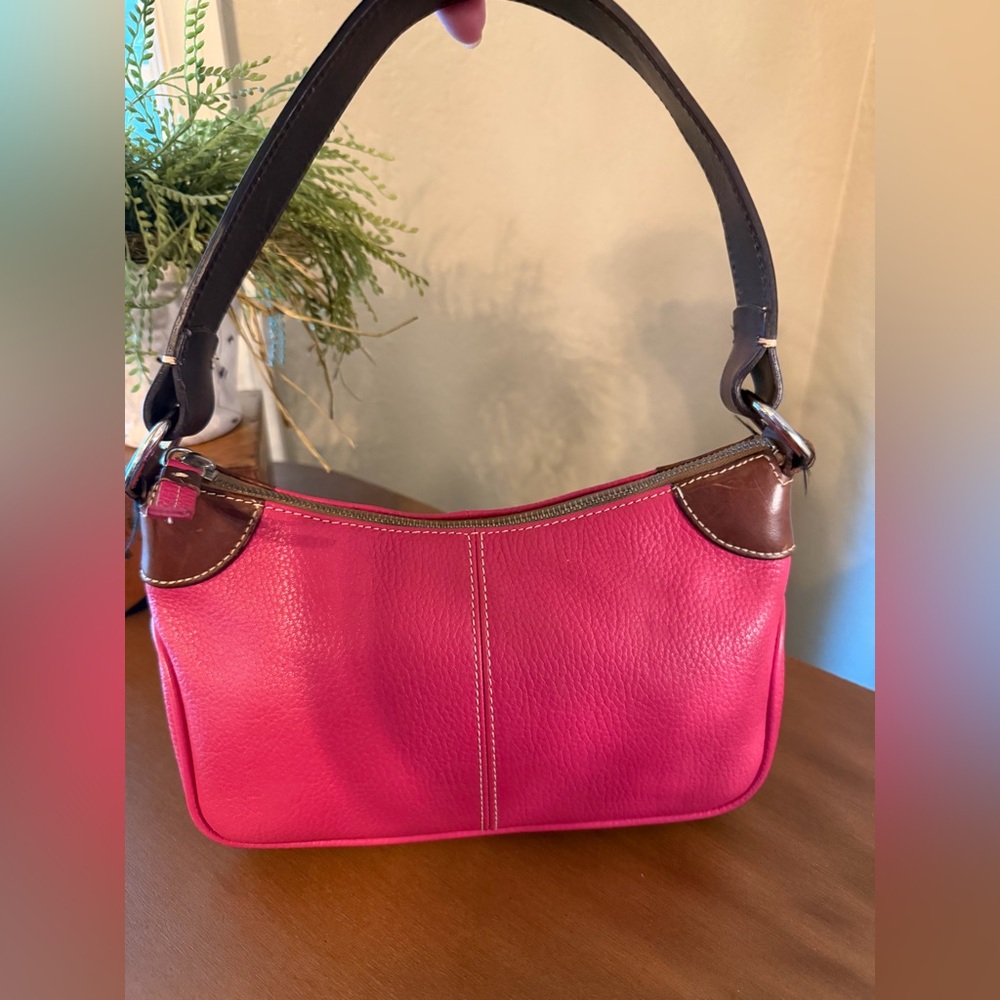 Dooney & Bourke Pink and Brown Hobo Bag.  RARE